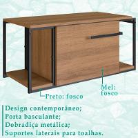 Gabinete Suspenso Para Banheiro 1 Pt Basc P1019 Preto Mell Pp Preto Mell - 2