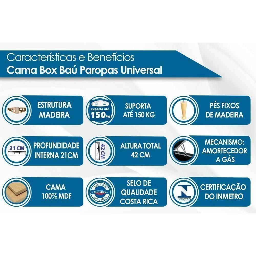 Cama Box Baú Casal Universal Tecido Black (138x188x36) - Paropas - 6