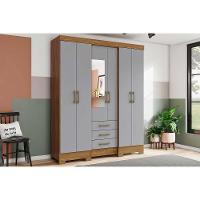 Guarda Roupa 6 Portas  e 3 Gavetas c/ Espelho Briz B23 Castanho - Henn - 2