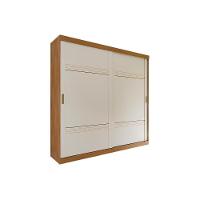 Guarda Roupas 2 Portas de Correr  e 4 Gavetas Blumenau Avelã/Off White - Panan - 1