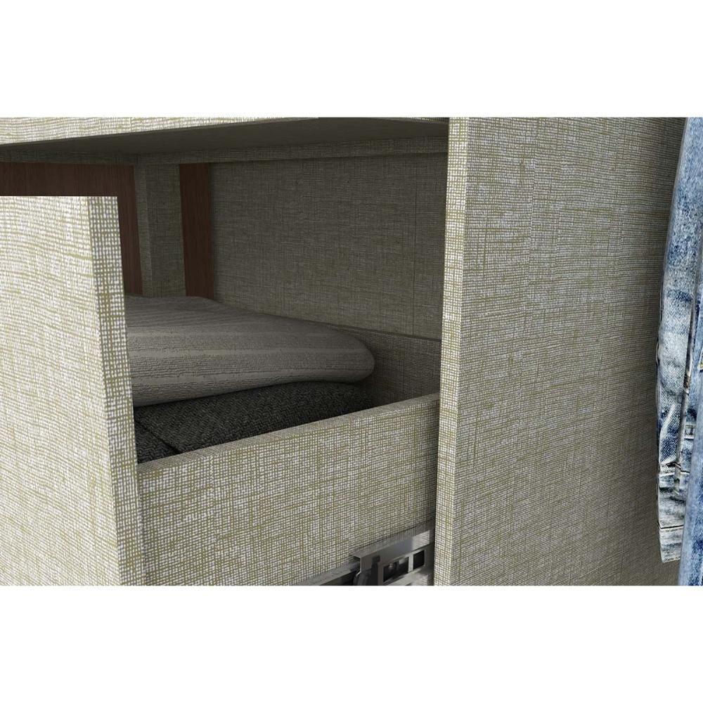 Guarda Roupas 2 Portas de Correr  e 4 Gavetas Palace Rústico/Off White - Henn - 2