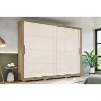 Guarda Roupas 2 Portas de Correr  e 4 Gavetas Palace Rústico/Off White - Henn - 1