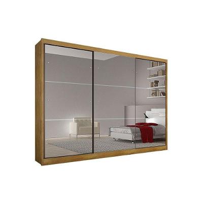 Guarda Roupa Casal Sollo Plus 3 Portas de Correr 6 Gavetas Freijó Cumaru MDF