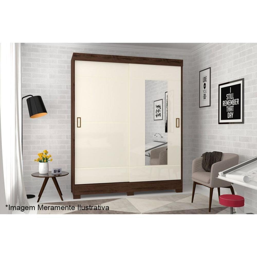 Guarda Roupas 2 Portas de Correr  c/ Espelho Briz B66 Branco/Rosa - Henn - 2