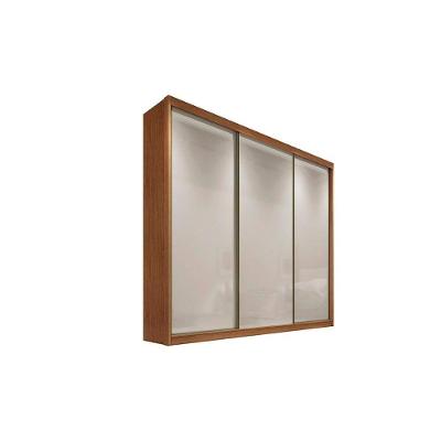 Guarda Roupa Casal Diamond Plus 3 Portas de Correr 4 Gavetas Freijó-Fendi Off MDF