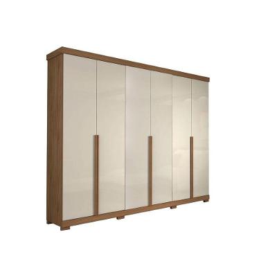 Guarda Roupa Casal Guarapari 6 Portas de Bater 6 Gavetas Avelã-Off White Panan