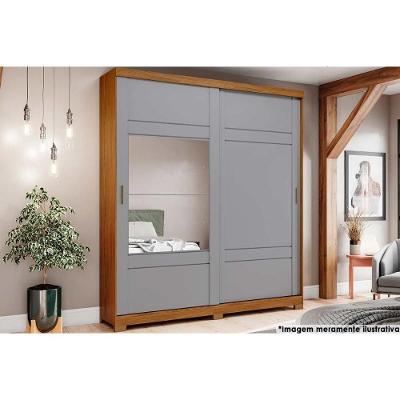 Guarda Roupa Casal Verg 2 Portas de Correr 3 Gavetas Nature-Off White MDF-MDP Henn