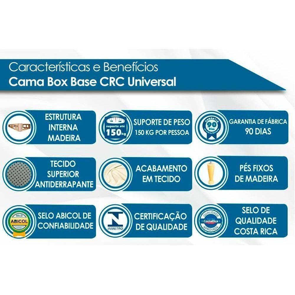 Cama Box Base Solteiro Universal Bordado White (88x188x25) - Polar - 2