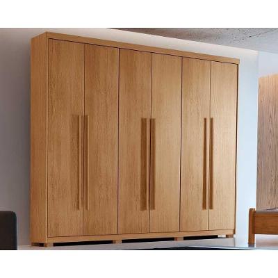 Guarda Roupa Solteiro Hawaii 6 Portas de Abrir 2 Gavetas Blush Naturale MDP Rufato