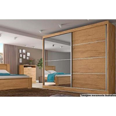 Guarda Roupa Casal Verona Plus 2 Portas de Correr 4 Gavetas Amêndoa MDF Europa