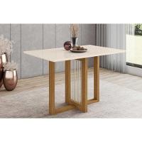 Mesa de Sala Jantar Natalí SC75 + Tampo Madeirado Reto 120x80cm Nature/Off White - Henn - 1