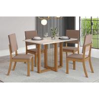 Mesa de Sala Jantar Natalí SC75 + Tampo Madeirado Reto 120x80cm Nature/Off White - Henn - 2