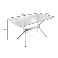 Conjunto: Mesa de Cozinha Loire c/ Tampo de Vidro 150cm + 6 Cadeiras Lisboa Cromado/Marrom - Kappesberg - 3
