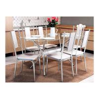 Conjunto: Mesa de Cozinha Loire c/ Tampo de Vidro 150cm + 6 Cadeiras Lisboa Cromada/Branco - Kappesberg - 1