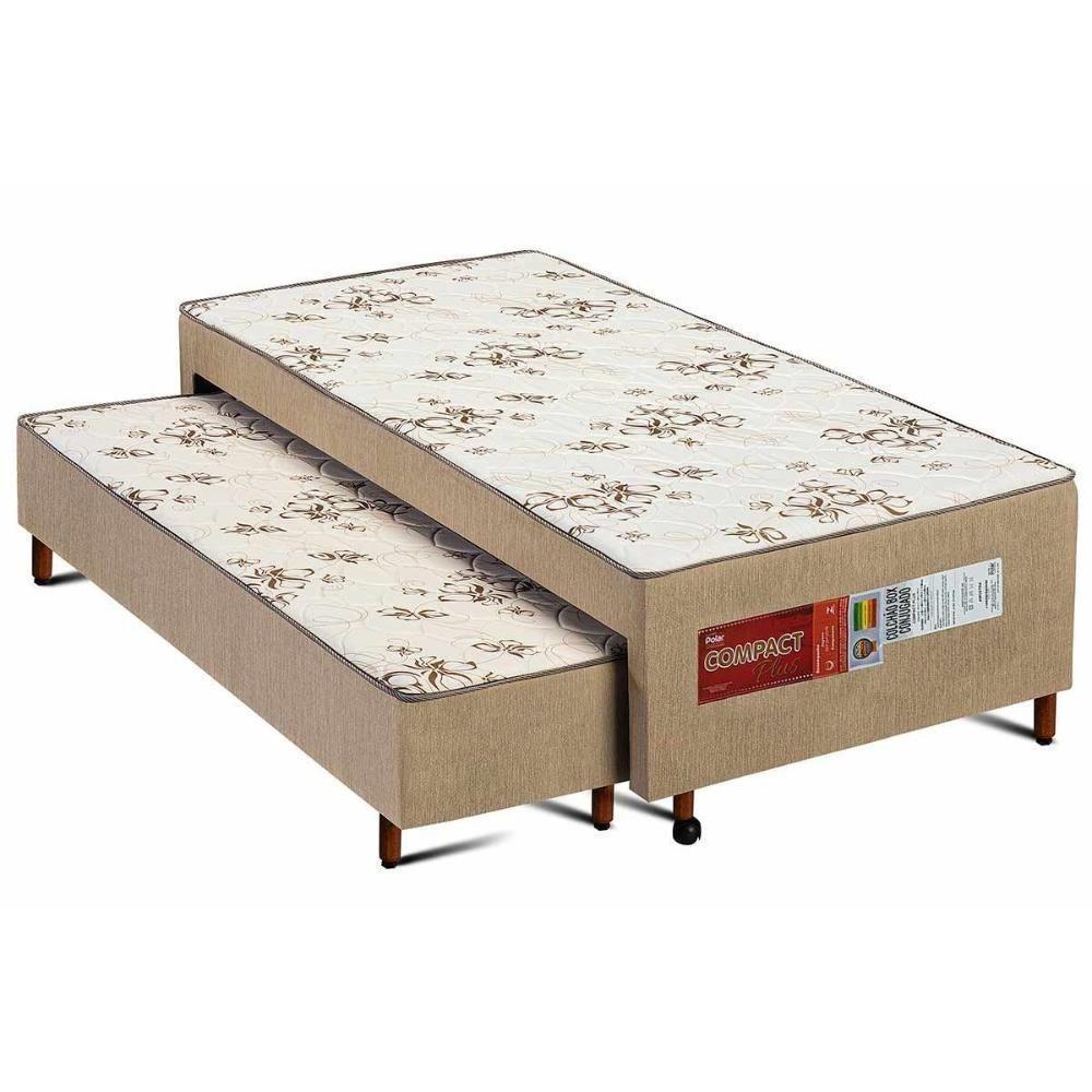Cama Box c/Auxiliar Conjugado Solteiro: Colchão Ortopédico Compact Plus Clean (88x188x40) Polar - 1