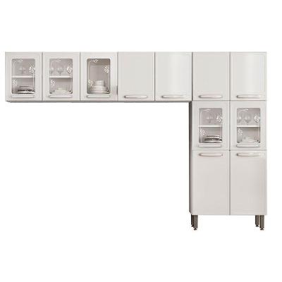Kit de Cozinha Completa 3 Peças Evidence Aço 80cm Branco com Paneleiro de 6 Portas