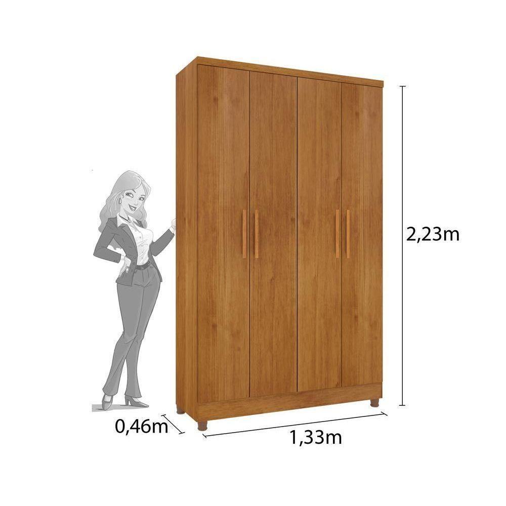 Guarda Roupa 4 Portas Amsterdam c/ e 2 Gavetas Branco/Neve - Tcil Móveis - 6