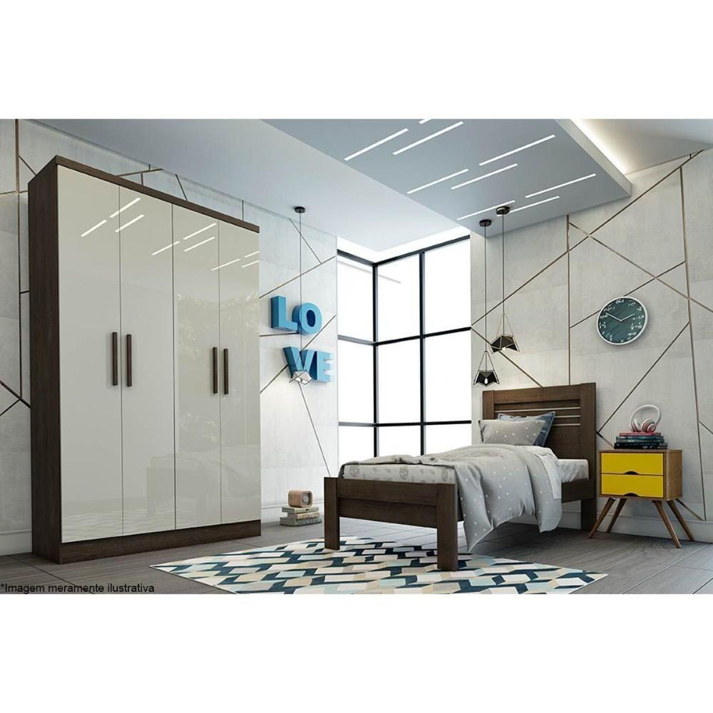 Guarda Roupa 4 Portas Amsterdam c/ e 2 Gavetas Cinamomo - Tcil Móveis - 5