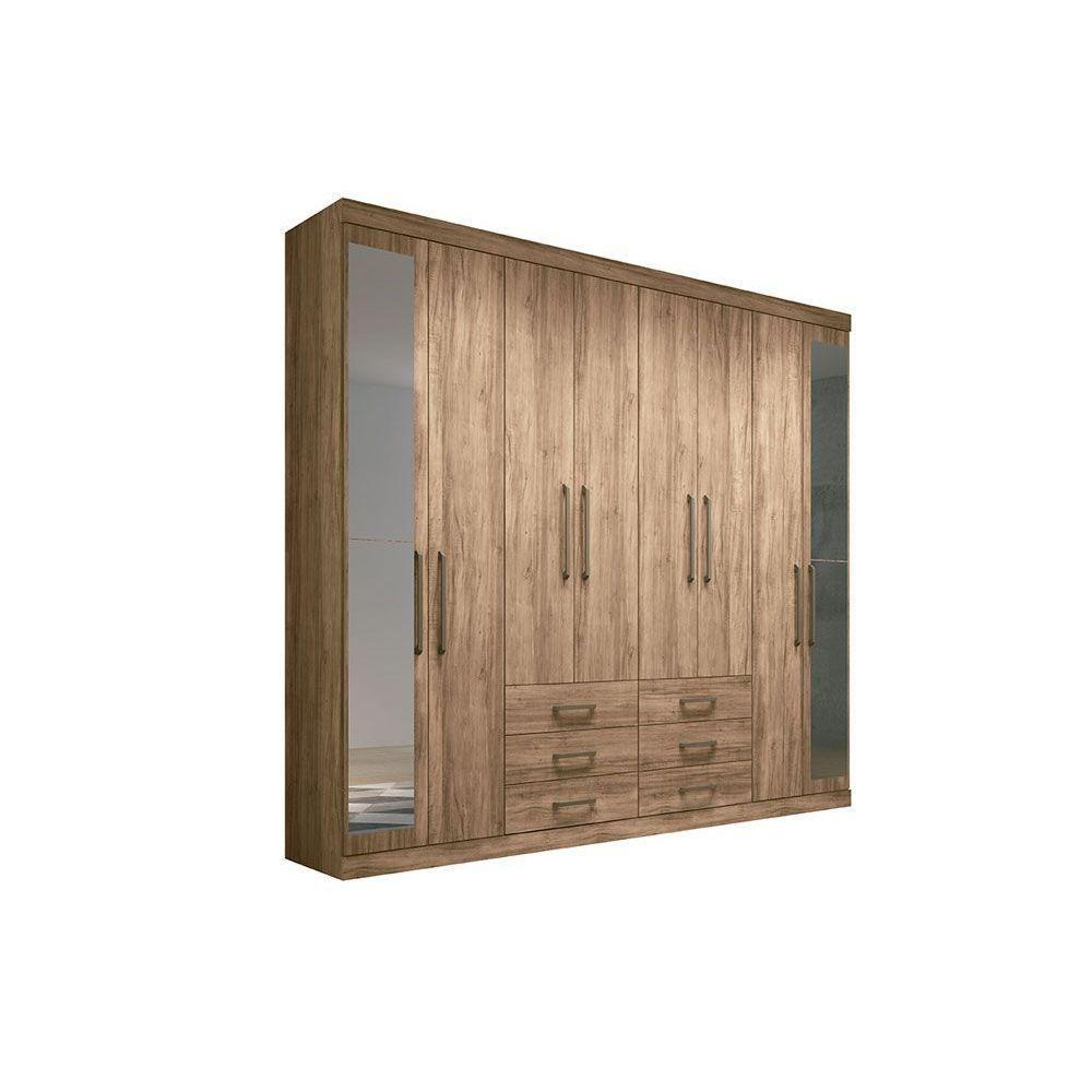 Guarda Roupa 8 Portas e 6 Gavetas c/ Espelho Master 8.6 Jatoba/Grafitte - Santos Andirá - 3