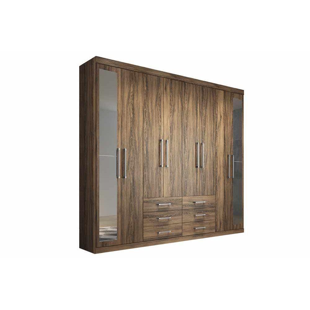 Guarda Roupa 8 Portas e 6 Gavetas c/ Espelho Master 8.6 Jatoba/Grafitte - Santos Andirá - 4