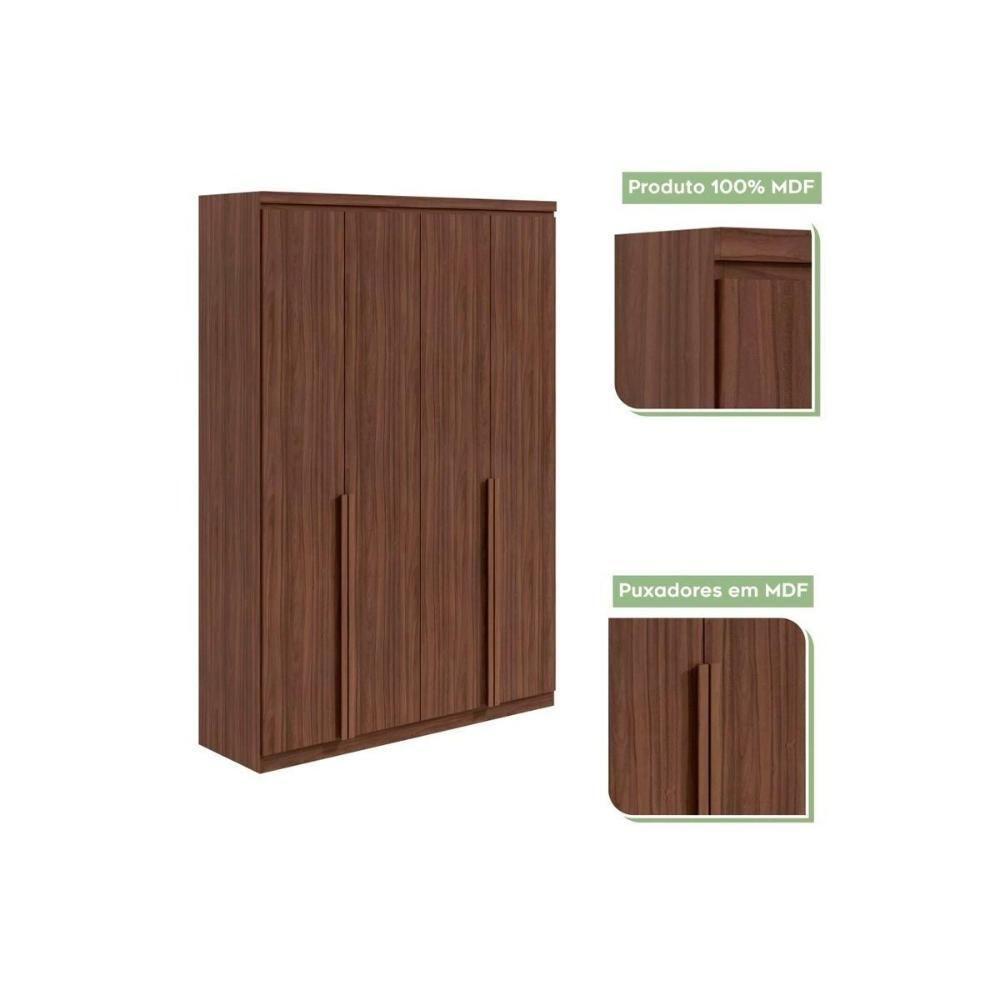 Guarda Roupa 4 Portas  e 2 Gavetas Alonzo New Amêndoa/Branco - Lopas - 7