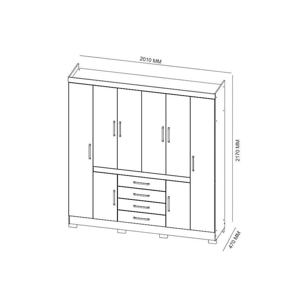 Guarda Roupa 8 Portas e 4 Gavetas New Realce Amêndola/Off White - Demóbile - 5