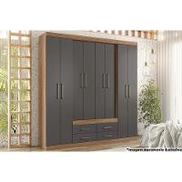 Guarda Roupa 8 Portas E 4 Gavetas Nápoles Jatoba-grafitte - Santos Andirá - 1