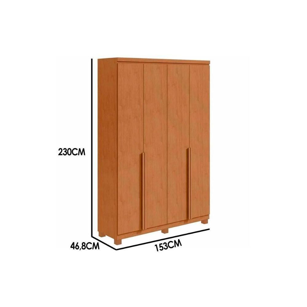 Guarda Roupa 4 Portas  e 2 Gavetas c/ Pés Alonzo Amêndoa - Lopas - 3