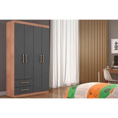 Guarda Roupa Solteiro Canadá 4 Portas de Abrir 2 Gavetas Branco MDP Conquista Móveis