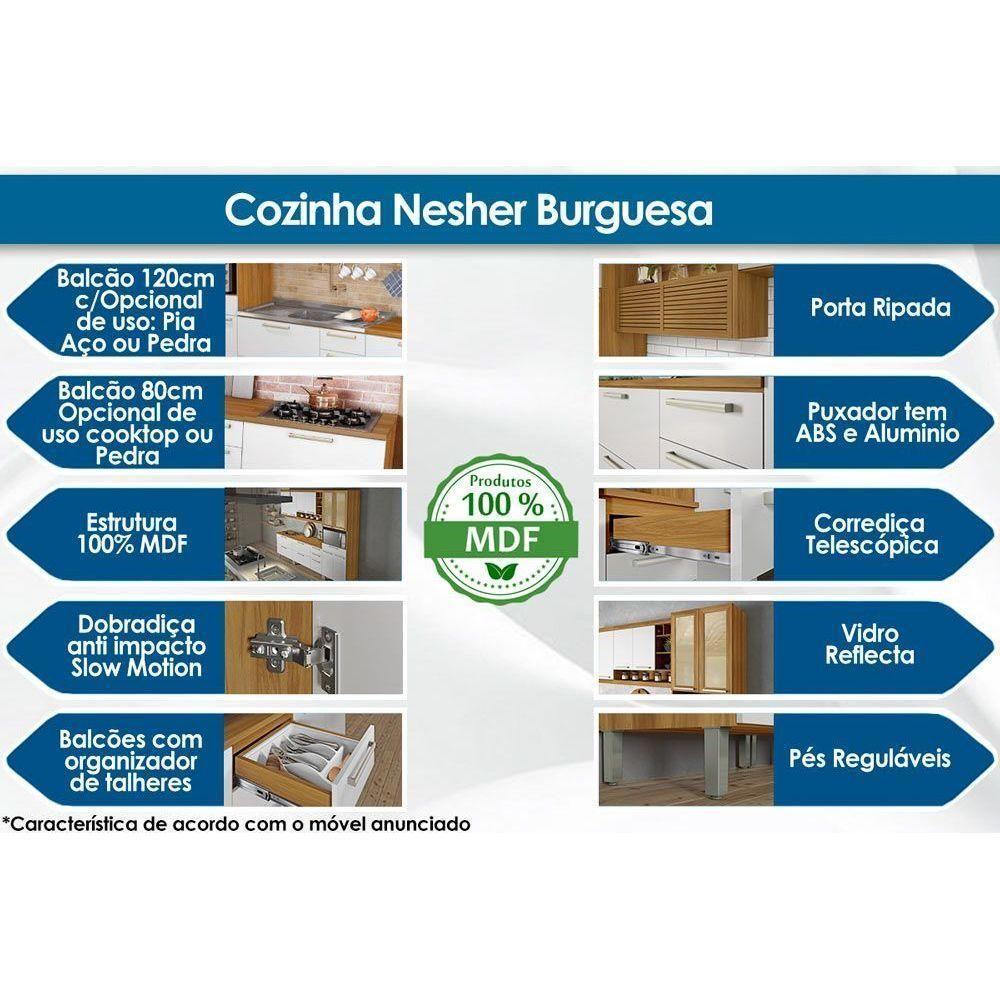 Cozinha Completa Burguesa Premium 5pçs (2 Armários 2 Balcões Paneleiro) C5P23 Freijó/Branco - Nesher - 4