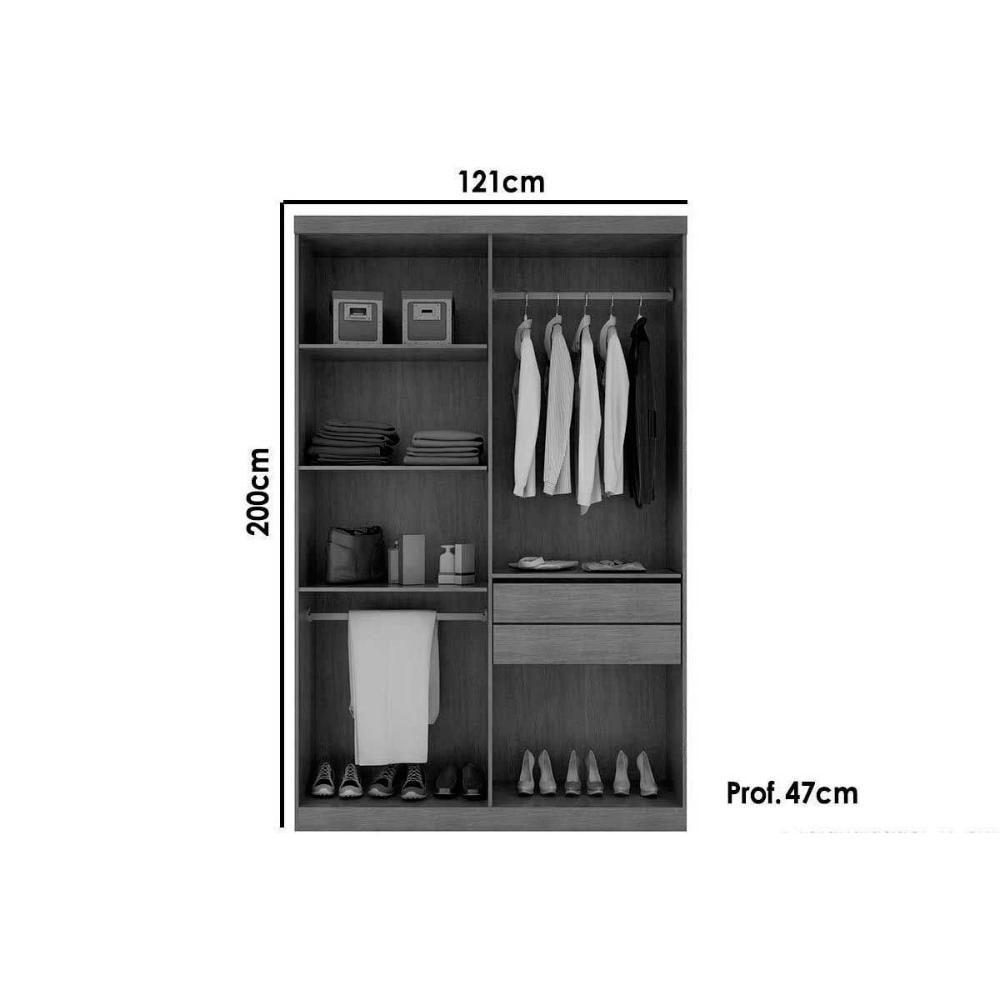 Guarda Roupa 4 Portas Hawaii e 2 Gavetas c/ Pés Naturale/Off White - Rufato - 5