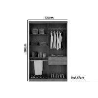 Guarda Roupa 4 Portas Hawaii e 2 Gavetas c/ Pés Naturale/Off White - Rufato - 9