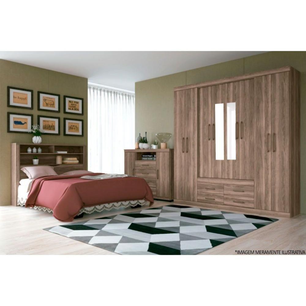 Guarda Roupa 8 Portas e 4 Gavetas c/ Espelho Nápoles Jatoba/Grafitte - Santos Andirá - 4