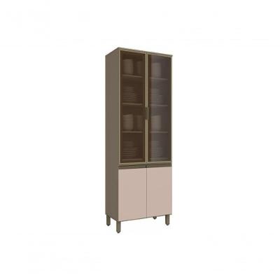 Paneleiro de Cozinha Cristaleira Connect c/ 4 Portas (2 c/ Vidro) 71.5cm Off White - Henn