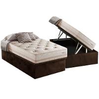Cama Box Baú Solteiro: Colchão Molas Herval Maxspring Scotland + Base CRC Suede Brown(88x188) - 1