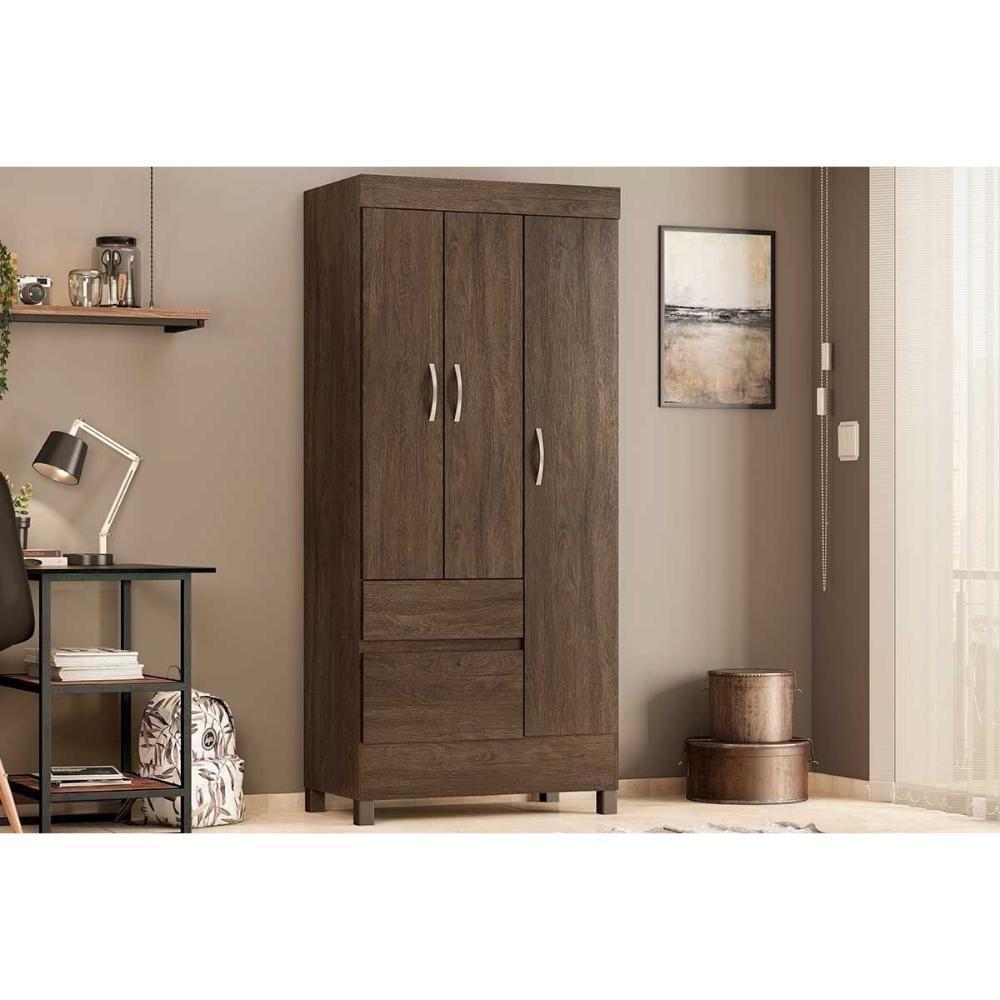 Guarda Roupa 3 Portas E 2 Gavetas Wind Ébano - Demóbile - 1