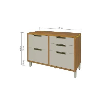Balcão De Cozinha Imperatriz 1 Porta E 4 Gavetas C/ Tampo 120cm Freijo/off White - Nesher