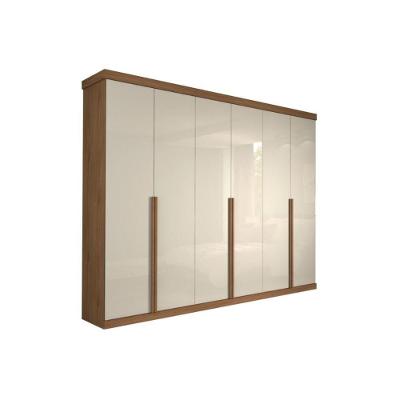 Guarda Roupa Casal Guarapari 6 Portas de Abrir 6 Gavetas Avelã-Off White Panan
