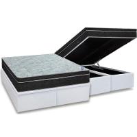 Cama Box Baú King: Colchão Molas Ortobom Nanolastic Light + Base Crc Courano White(186x198) - 1