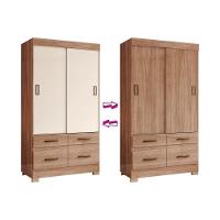 Guarda Roupa 2 Portas  de Correr e 4 Gavetas Briz BE25 Branco/Rosa - Henn - 3