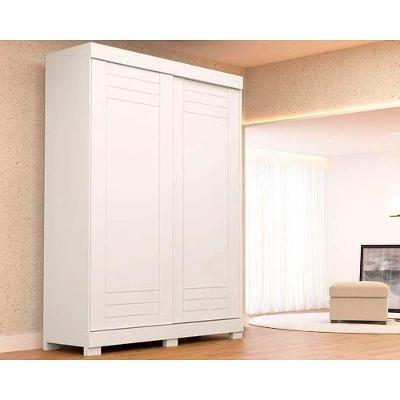 Guarda Roupa Solteiro Ayla 2 Portas de Correr 2 Gavetas Branco MDF ACP Móveis