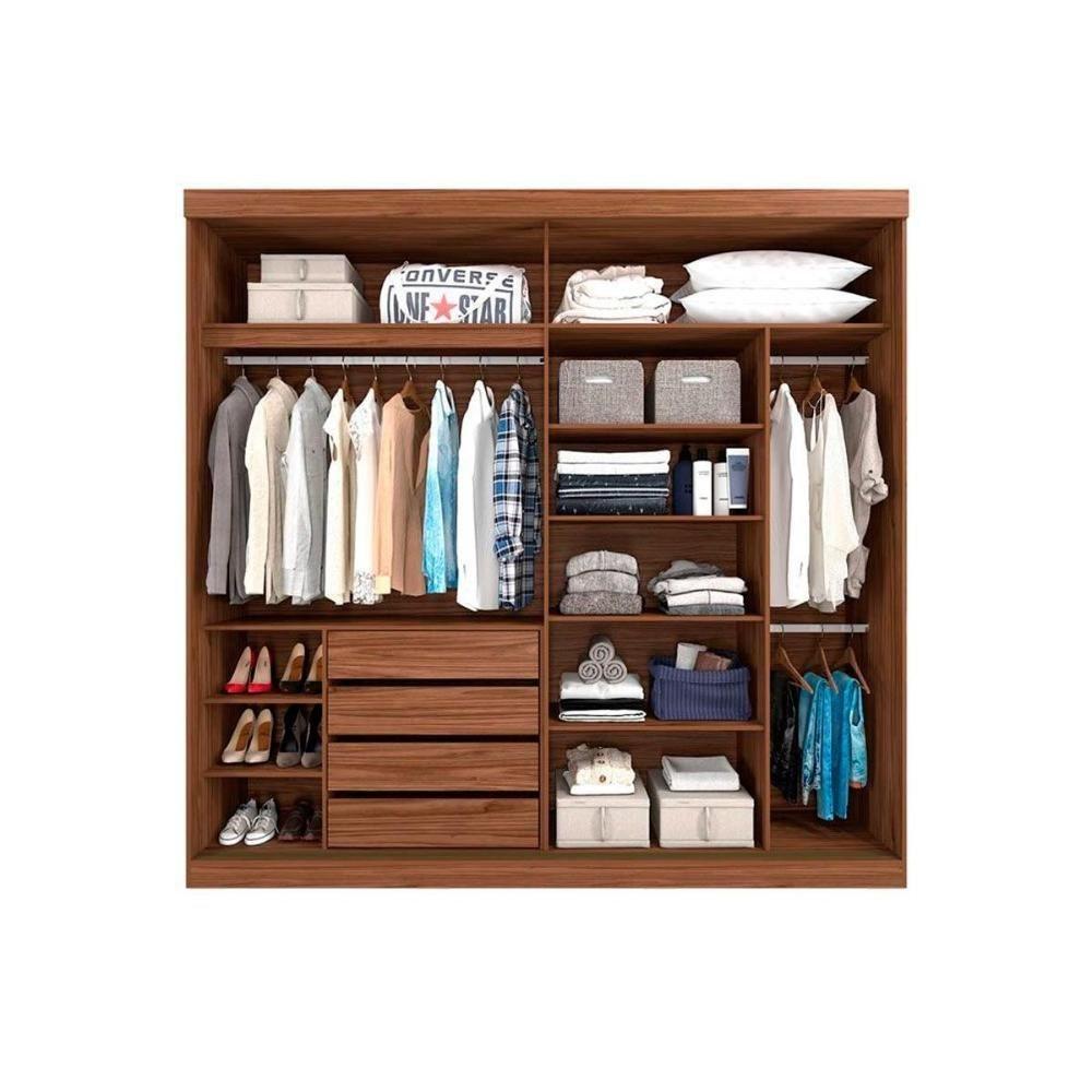 Guarda Roupa 2 Portas  de Correr e 4 Gavetas c/ 1 Espelho Blumenau Branco - Panan - 2