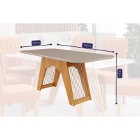 Sala de Jantar Completa Carol c/ Tampo Madeirado c/ Vidro 180cm + 6 Cadeiras Juliana Nature/Off White/Madeira/Joli - Cimol - 4