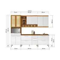 Kit De Cozinha Modulada 5pçs Burguesa Premium 2 Armários 2 Balcões 1 Paneleiro C5P23 Freijó/Branco - 5