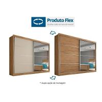 Guarda Roupa Casal 2 Portas de Correr e 4 Gavetas c/ 1 Espelho Verona Plus Amêndoa/Off White - Europa - 1