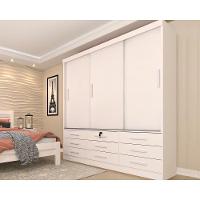 Guarda Roupa Casal Chicago c/ 3 Portas de Correr e 9 Gavetas Branco/Neve - Tcil Móveis - 1