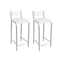 Banqueta de Cozinha Gênova 1B705CR 2 Un Cromado/Courano Branco - Kappesberg - 1