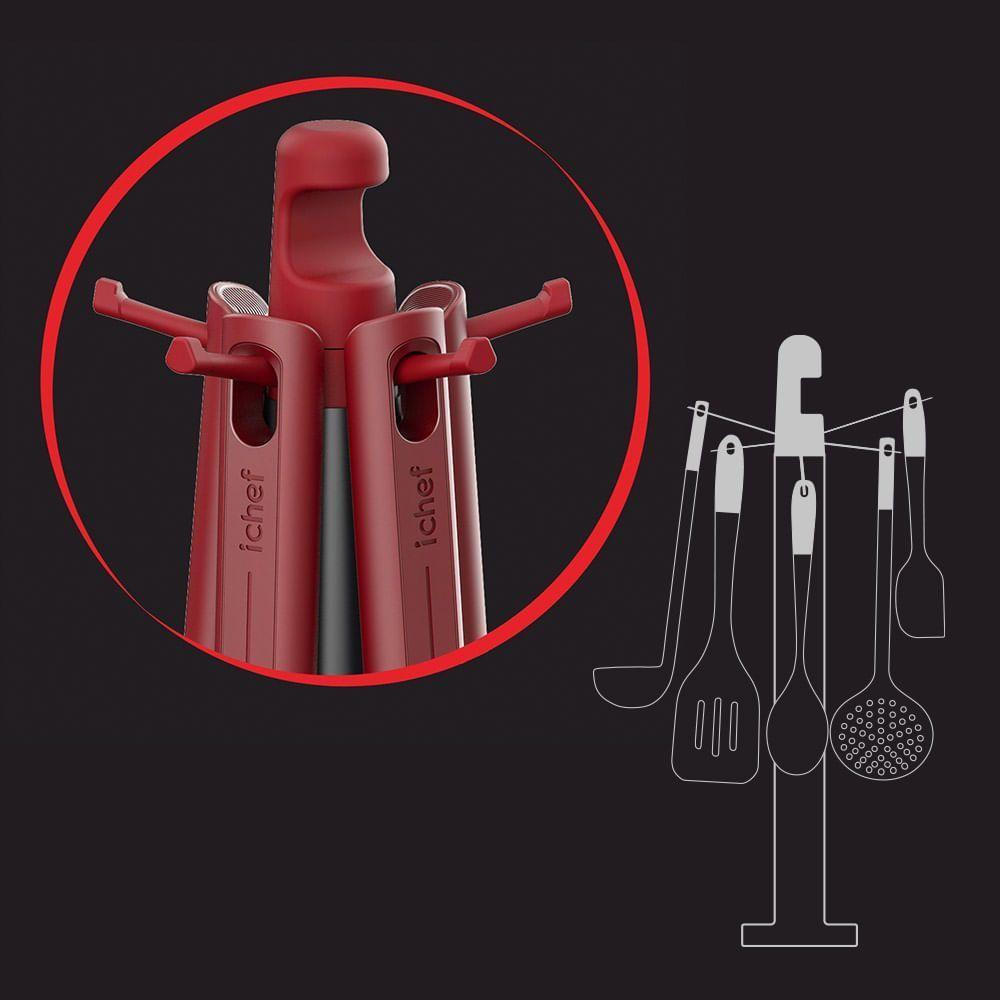 Suporte Para Utensílios De Silicone Ichef Polishop - Red |red Ichef - 2