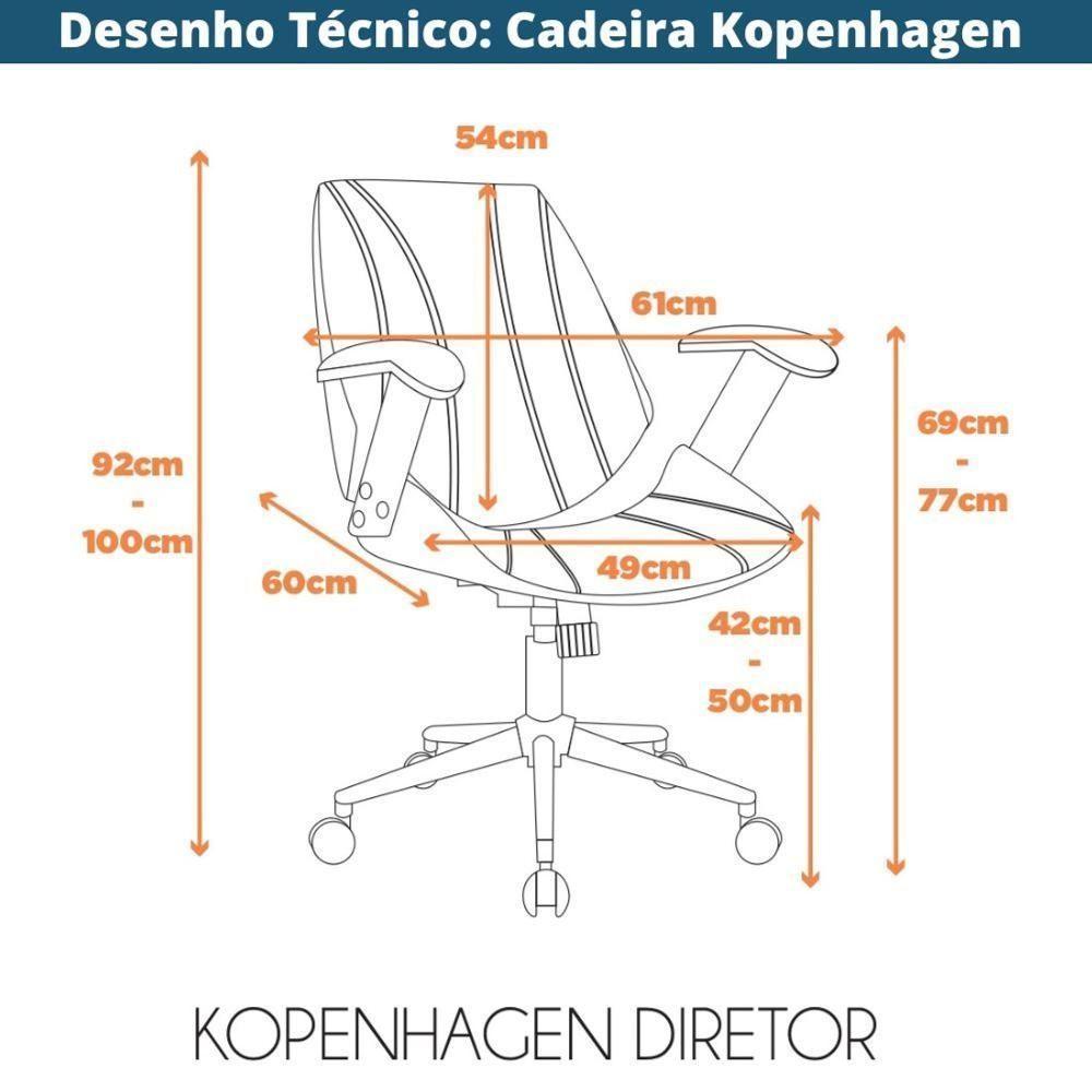 Cadeira Giratória Kopenhagen Bergen Lisboa Fratini Em Madeira Revestida Em Pu Marrom Base Rodízio - 3