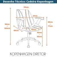 Cadeira Giratória Kopenhagen Bergen Lisboa Fratini Em Madeira Revestida Em Pu Marrom Base Rodízio - 3